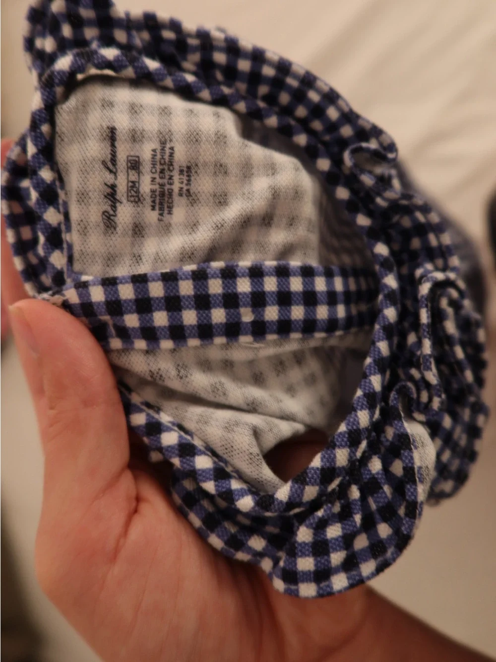 Ralph Lauren Blue Gingham Baby One-Piece Romper